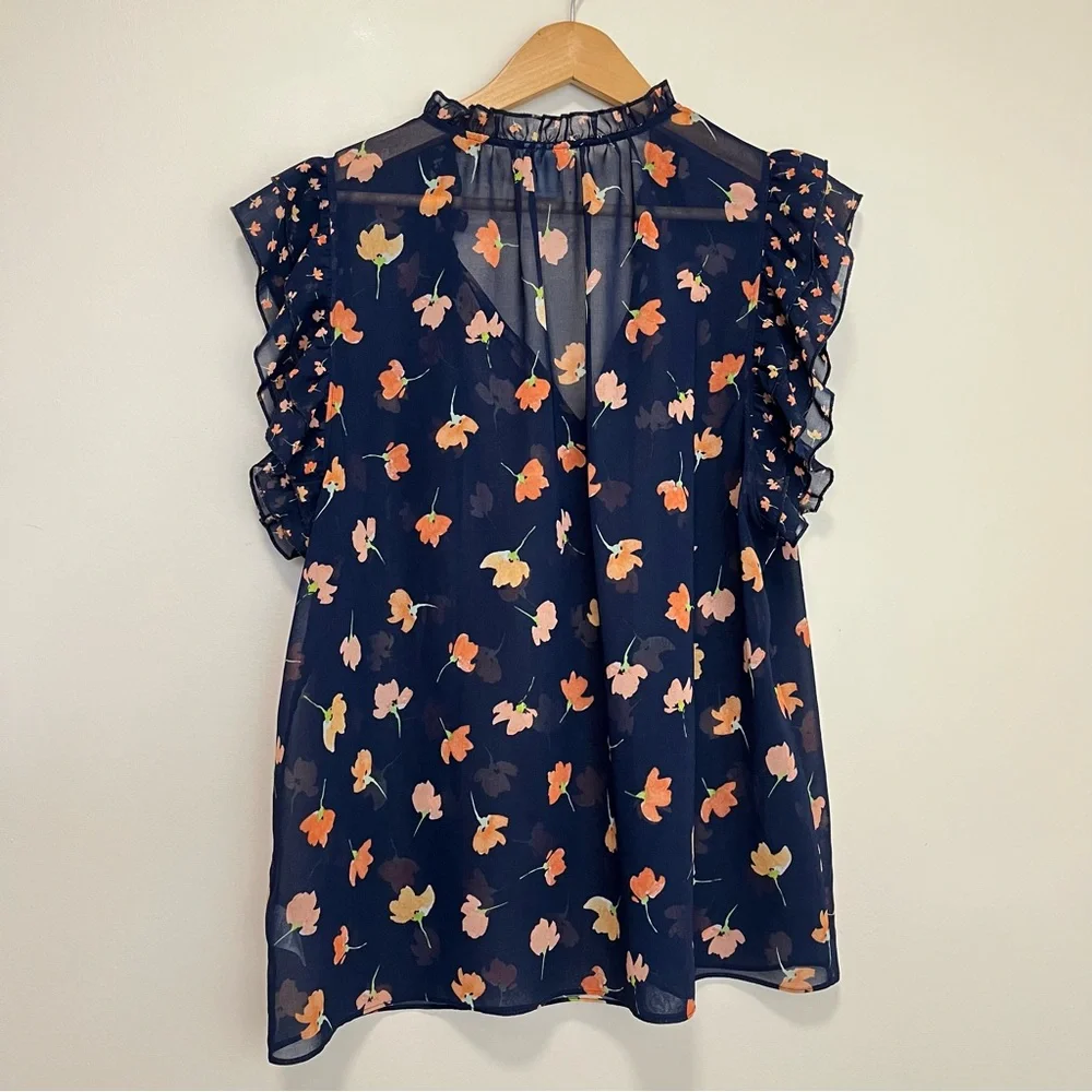 Cabi Floral Sunset Kiss Sheer Blouse - Size L - Picture 8 of 13